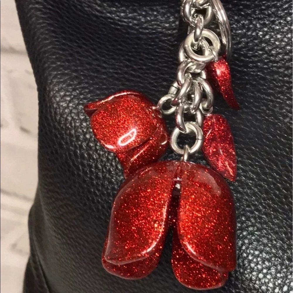**SOLD**Coach Glitter Resin Tea Rose Bag Charm - Picture 1 of 5